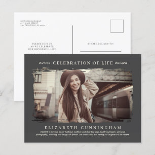 For Her Celebration of Life Modern Simple Photo Invitation Postcard