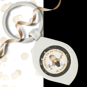 For Her Cheers to 60 Cartoon Funny 60th Birthday Key Ring