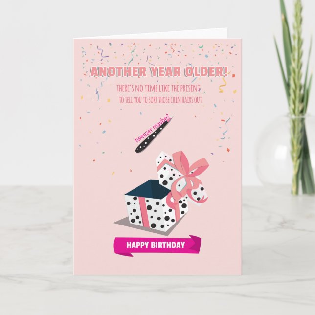 For Her Funny Tweezer Birthday Card (Front)