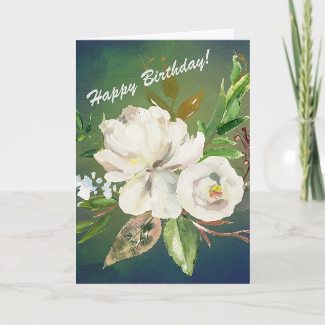 FOR HER Happy Birthday with lovely flowers Card (Front)
