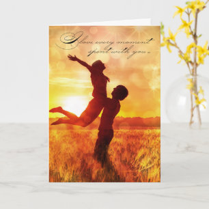 For HER I Love You Romantic Couple Kissing Meadow Card