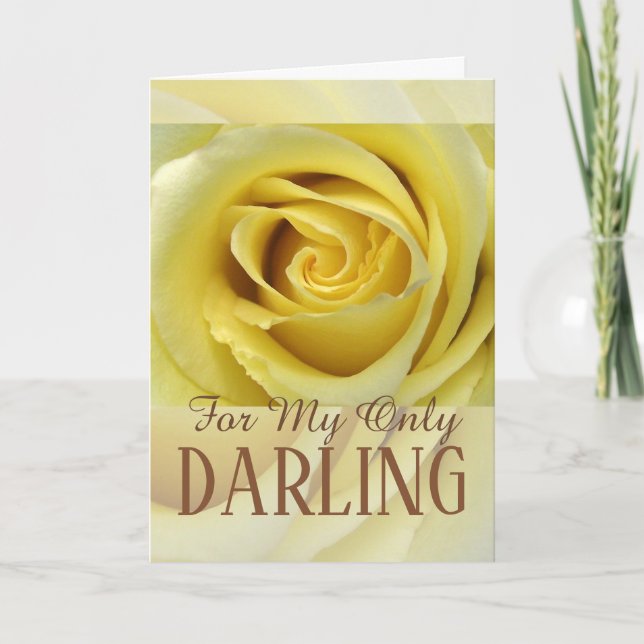 For Her Love Theme Yellow Rose Petals Up Close Card (Front)