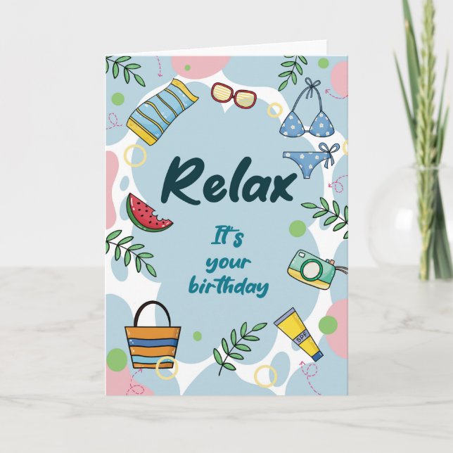 For Her Modern Relax Birthday Card (Front)