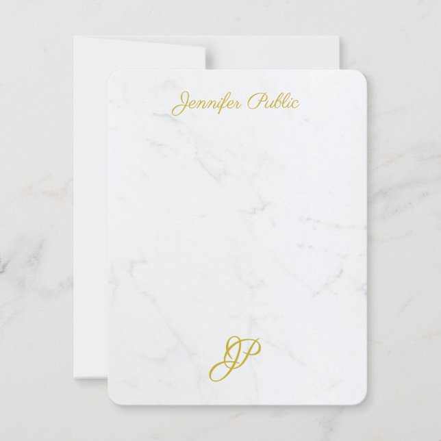 For Her Modern Simple Gold Script Elegant Monogram Card (Front)