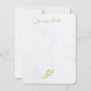 For Her Modern Simple Gold Script Elegant Monogram Card