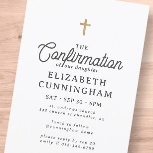 For Her Simple Modern Elegant Cross Confirmation Invitation