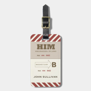 For HIM A Baggage Claim Retro Look Luggage Tag