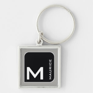 for him a modern blk. logo monogram key ring