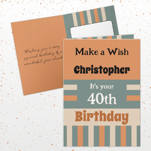 For him add name orange special 40th birthday card