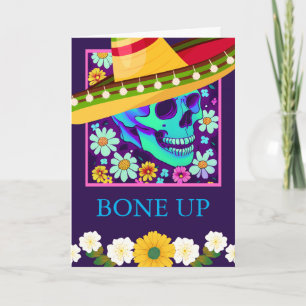 For Him Birthday Greetings Skull Flowers Card
