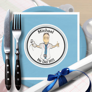 For Him Blue Doctor Physician Medical Graduation  Napkin