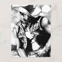 For Him Cool Western Cowboy Original Art Drawing