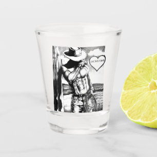For Him Cute Custom Name Cool Western Cowboy Shot Glass