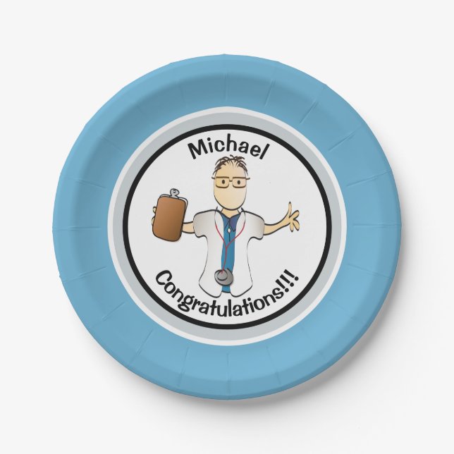 For Him Doctor Medical PA Graduation Party Paper  Plate (Front)