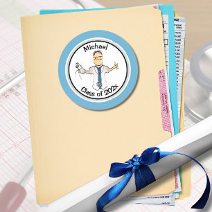 For Him Funny Blue Physician Doctor PA Graduation  Classic Round Sticker