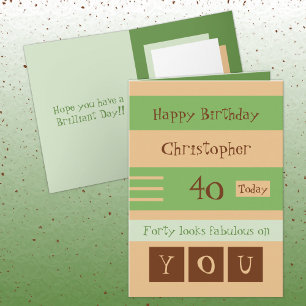 For him green and brown 40th birthday card
