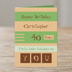 For him green and brown 40th birthday card
