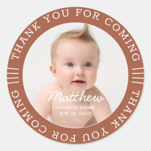 For Him Holy Baptism Thank You For Coming Photo Classic Round Sticker