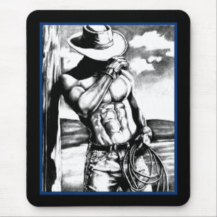 For Him Masculine Cool Cowboy Art Mouse Mat
