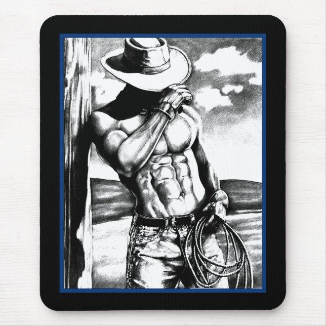 For Him Masculine Cool Cowboy Art  Mouse Mat (Front)