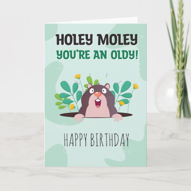 For Him or Her Funny Holey Moley Birthday Card (Front)