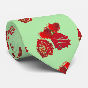 For Him Sweeping Hearts Rustic Roses Valentine Tie