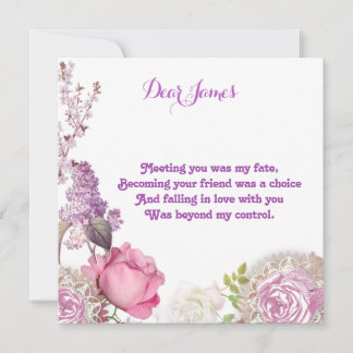 For Him Sweetheart Valentines Vintage Roses Custom Holiday Card