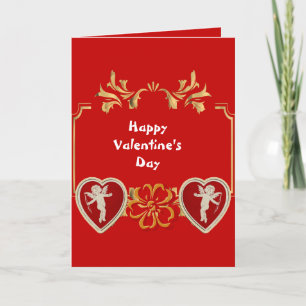 For Him Valentine's Day Romantic Red Cupid Angels  Holiday Card