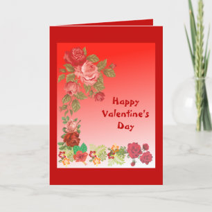 For Him Valentine's Day Romantic Red Roses Custom Holiday Card