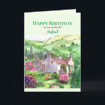 For Husband on Birthday Rydal Mount Home Garden Card<br><div class="desc">Watercolour painting of William Wordsworth’s house,  Rydal Mount,  in Ambleside,  England by myself Farida Greenfield. It was the family home of William Wordsworth from 1813 to 1850. The design is for Husband on Birthday and can be customised with your own texts.</div>
