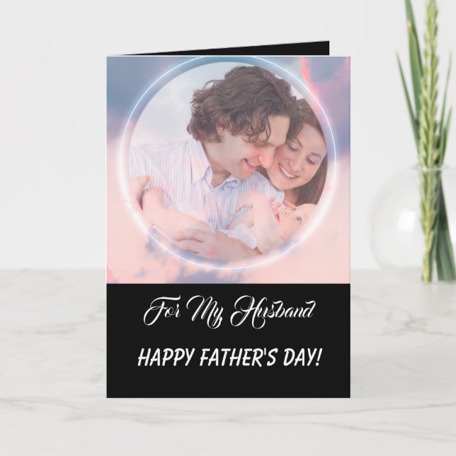 For Husband on Father's Day Custom Photo Holiday Card (Front)
