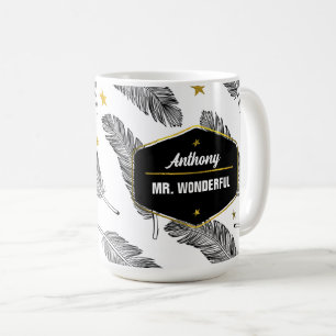 For Husband on Father's Day. Feather Pattern Coffee Mug