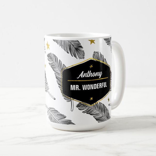 For Husband on Father's Day. Feather Pattern Coffee Mug (Front Right)
