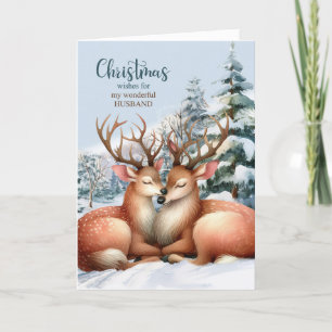 for Husband on Romantic Reindeer Christmas Holiday Card