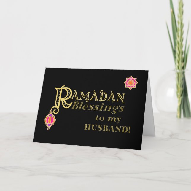 For Husband Ramadan Blessings Gold on Black Card (Front)