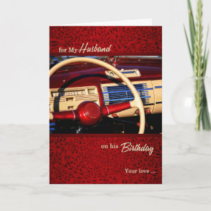 for Husband Romantic Classic Car Theme Birthday Card