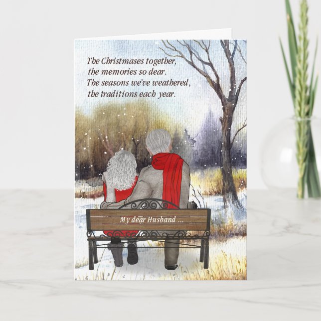 for Husband Senior Citizen Couple Christmas Winter Holiday Card (Front)