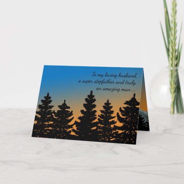 For Husband | Stepfather | Pine Trees Father's Day Card (Front)