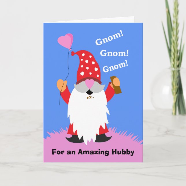 For Husband Valentine’s Day Cute Gnome Chocolate Card (Front)