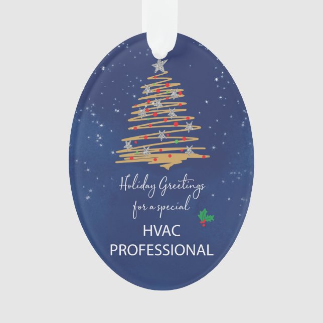 For HVAC Professional Christmas Tree Custom Name Ornament (Front)