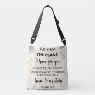 For I Know The Plans, Eucalyptus, Jeremiah 29:11 Crossbody Bag