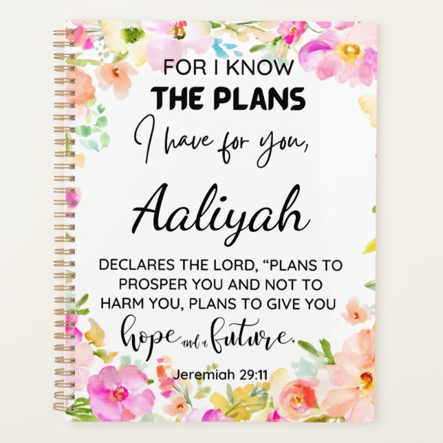 For I know the plans Floral Personalise Planner (Front)