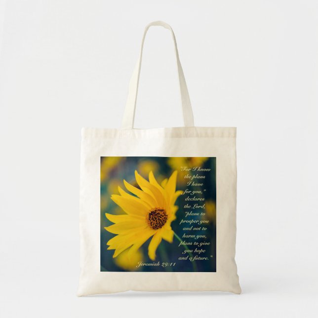 For I Know the Plans I Have, Bible Verse, Flower Tote Bag (Front)