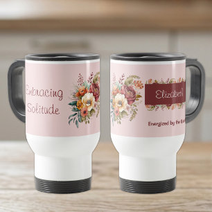 For introverts solitude floral pink travel mug