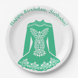 For Irish Dancers Green Dancing Dress Custom Party Paper Plate