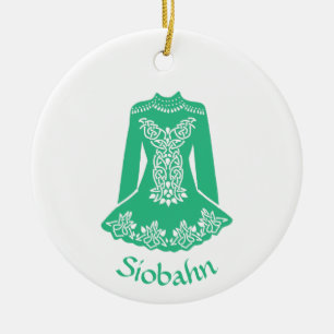 For Irish Dancers Green Dancing Dress Personalised Ceramic Tree Decoration