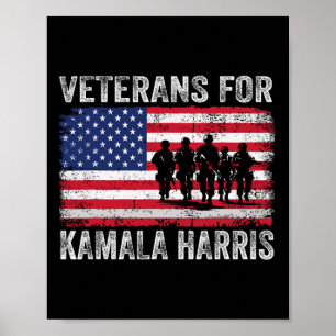 For Kamala Harris 2024 Election Usa Flag Military  Poster