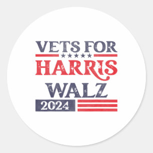 For Kamala Harris Tim Walz Veterans For Harris  Classic Round Sticker