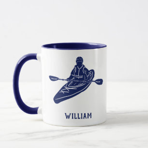 For Kayakers Personalised Navy Blue Kayak Mug