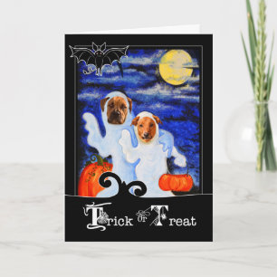 for Kids Halloween Funny Ghost Dogs Card